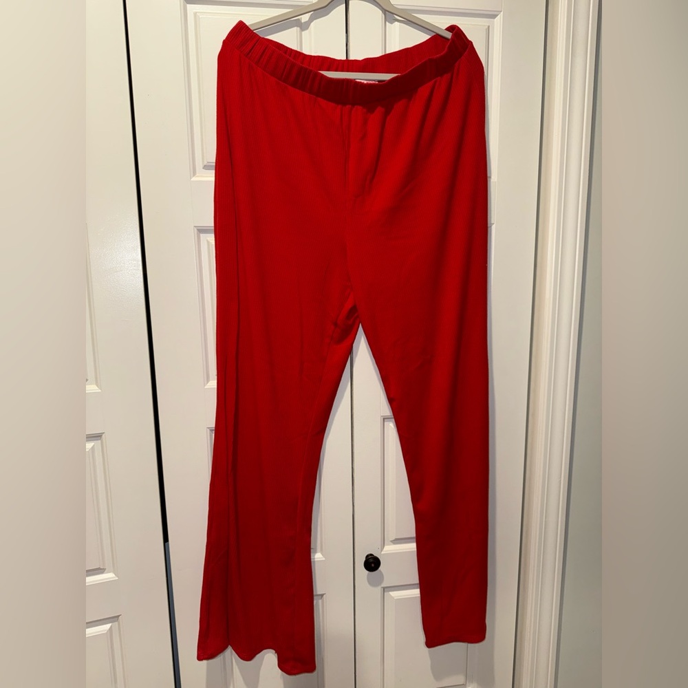 🔥Discount Divas Red Ribbed Flare Lounge Pants 3XL